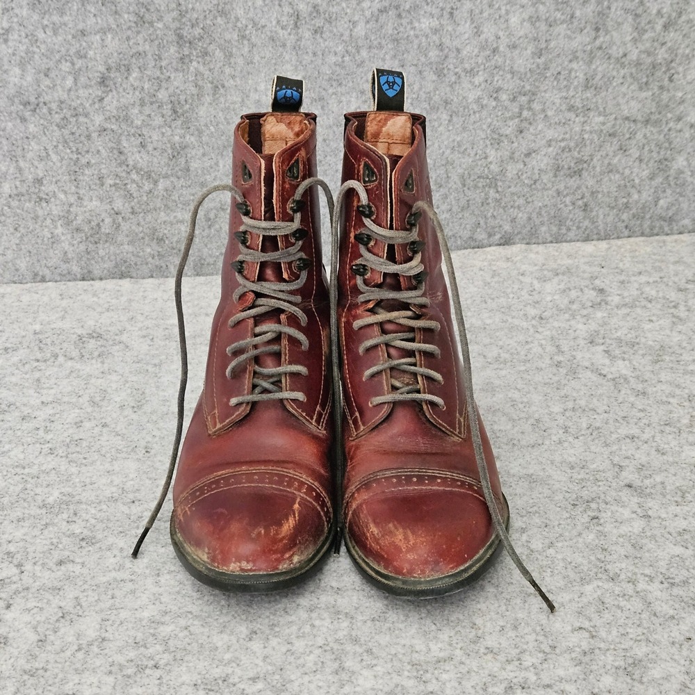 Ariat Heritage Paddock Boots Womens 7B Burgundy Leather Lace Up Cap Toe - Picture 3 of 11